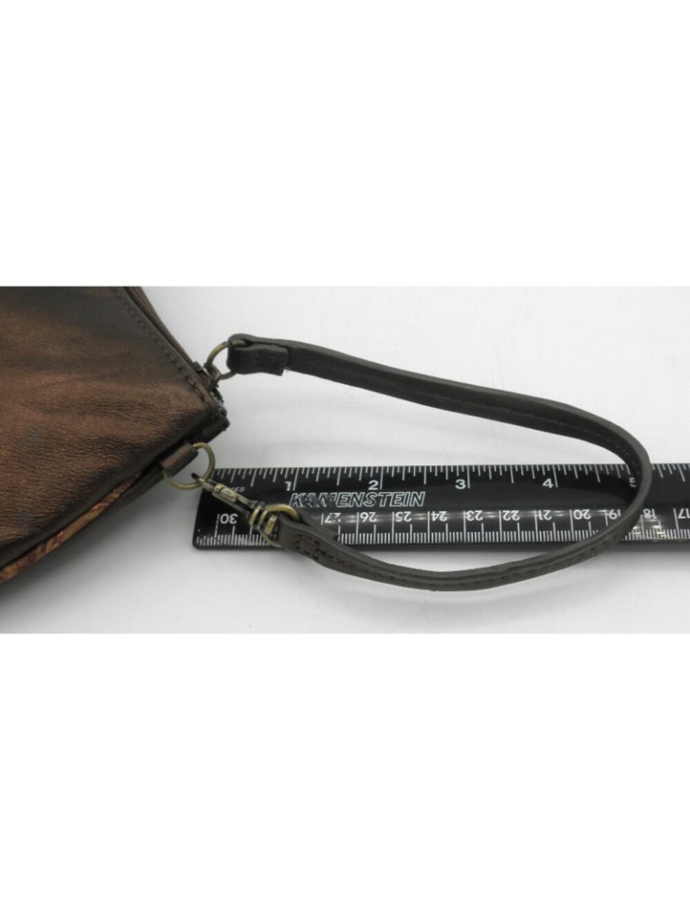 Sharif Pearlized Bronze Leather Wristlet Pouch Very Good Condition - Picture 11 of 14